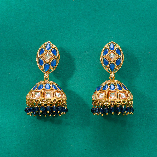 224853 Antique Jhumki With Mehndi Plating