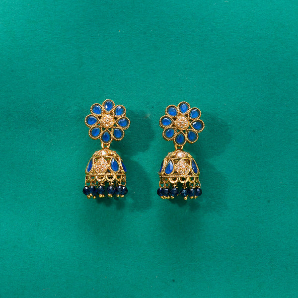 224854 Antique Jhumki With Mehndi Plating