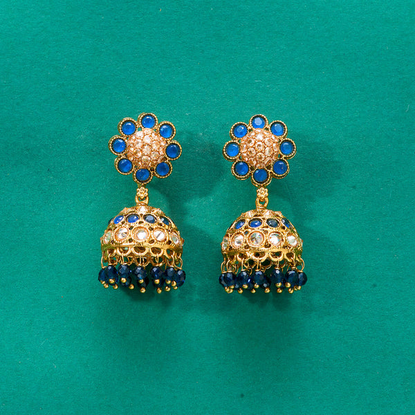 224855 Antique Jhumki With Mehndi Plating