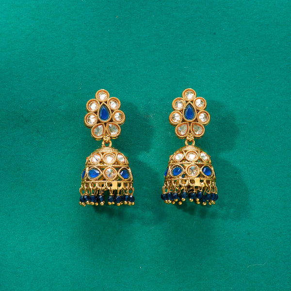 224859 Antique Jhumki With Mehndi Plating