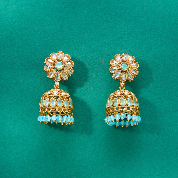 224860 Antique Jhumki With Mehndi Plating