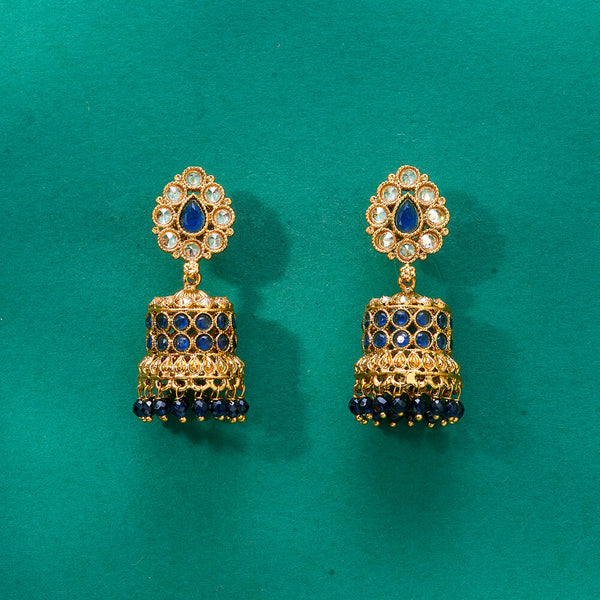 224861 Antique Jhumki With Mehndi Plating