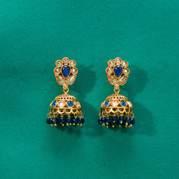 224863 Antique Jhumki With Mehndi Plating