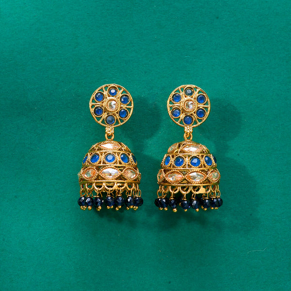 224864 Antique Jhumki With Mehndi Plating