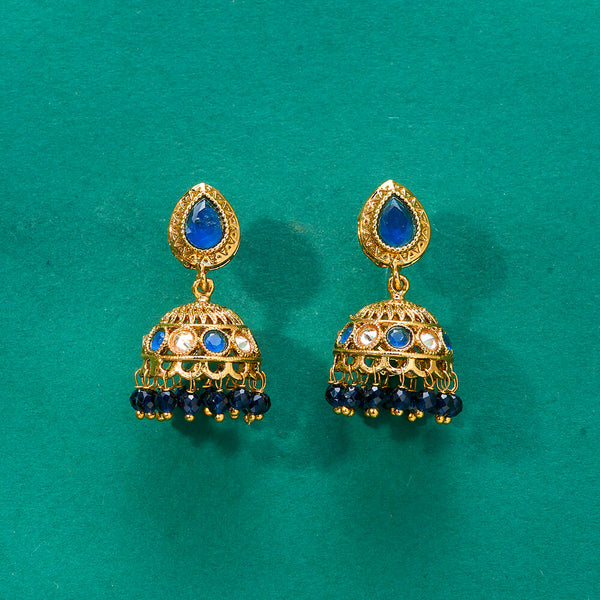 224866 Antique Jhumki With Mehndi Plating