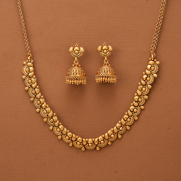 224880 Antique Plain Gold Necklace With Gold Plating