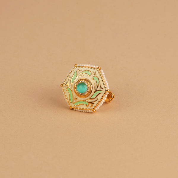 224990 Antique Meenakari Ring With Gold Plating