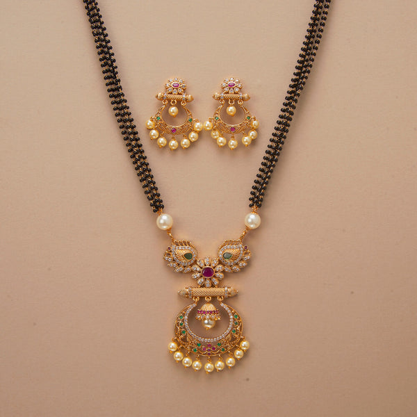 225042 Antique Classic Mangalsutra With Gold Plating