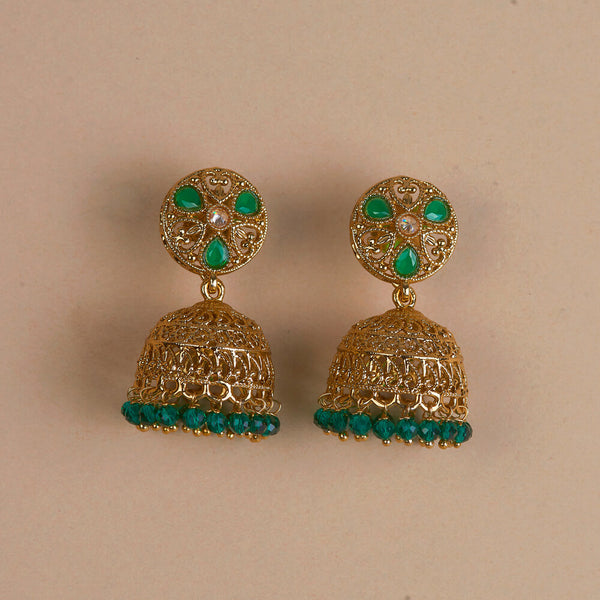 225144 Antique Classic Jhumki With Mehndi Plating