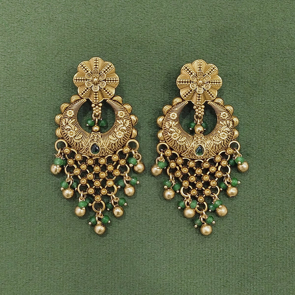 225152 Antique Chand Earring With Matte Gold Plating