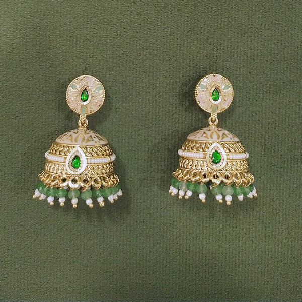 225242 Antique Jhumki With Matte Gold Plating
