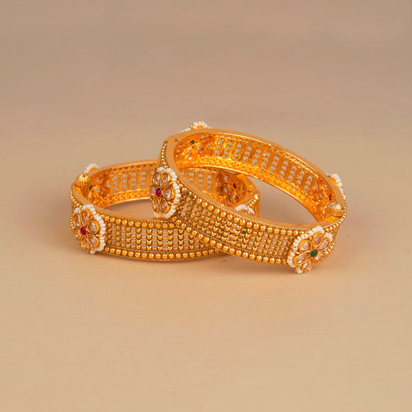 225380 Antique Openable Bangles With Gold Plating