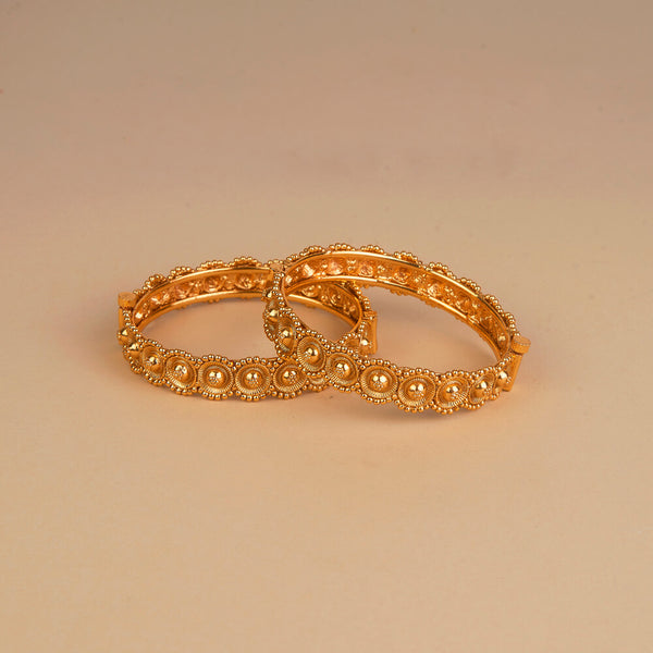 225382 Antique Plain Gold Bangles With Gold Plating