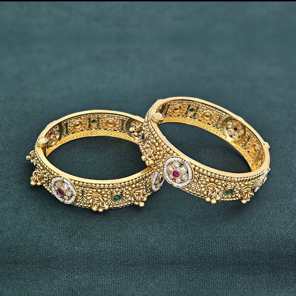 225402 Antique Openable Bangles With Gold Plating