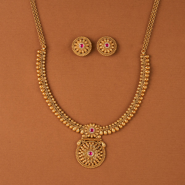 225463 Antique Classic Necklace With Matte Gold Plating