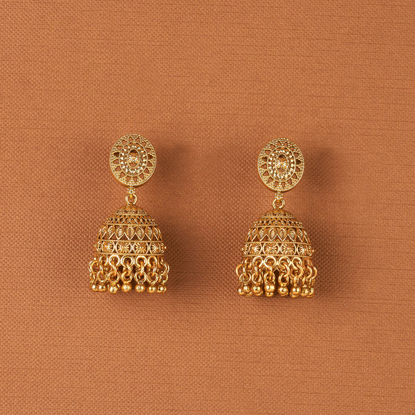 225501 Antique Jhumki With Gold Plating