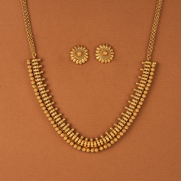 225576 Antique Classic Necklace Set With Matte Gold Plating