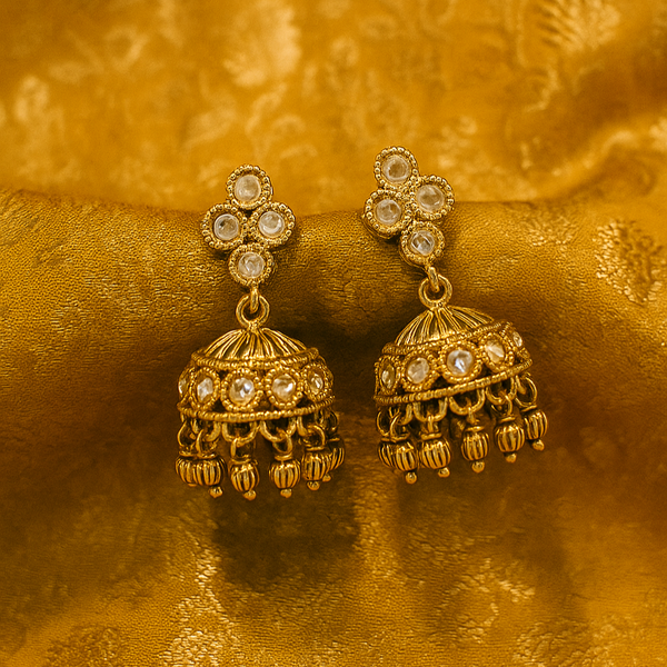 225679 Antique Delicate Jhumki With Gold Plating
