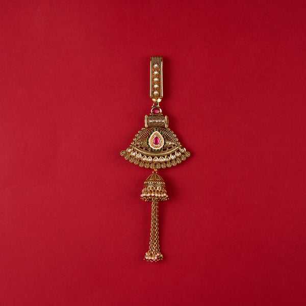 225681 Antique Pearl Jhuda With Matte Gold Plating