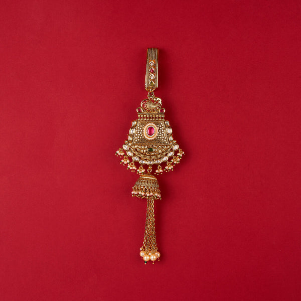 225683 Antique Pearl Jhuda With Matte Gold Plating