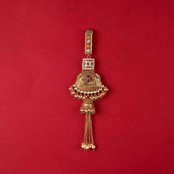 225684 Antique Moti Jhuda With Matte Gold Plating