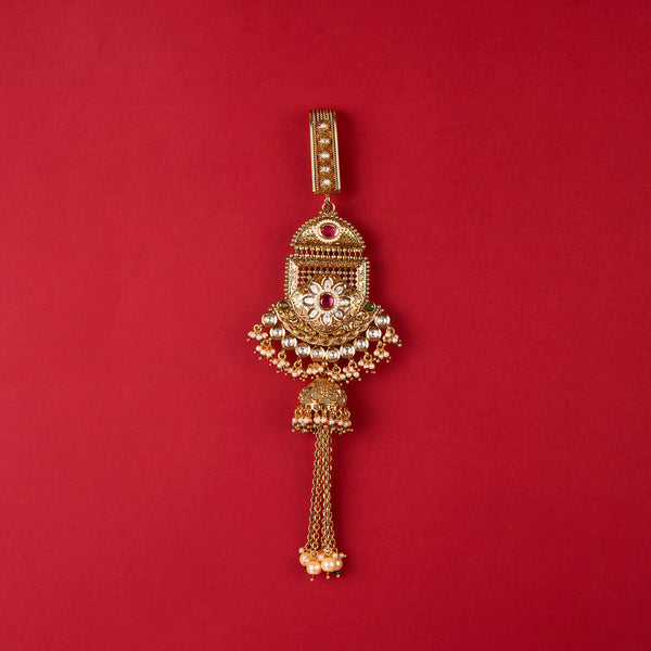 225685 Antique Moti Jhuda With Matte Gold Plating