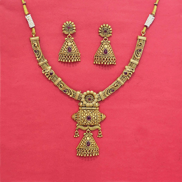 225712 Antique Classic Necklace With Matte Gold Plating