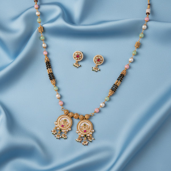 225788 Antique Classic Mangalsutra With Matte Gold Plating