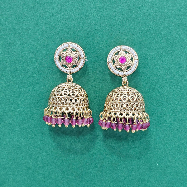 225895 Antique Jhumki With Matte Gold Plating