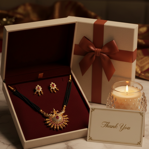 225908 Antique Pearl Mangalsutra With Gold Plating