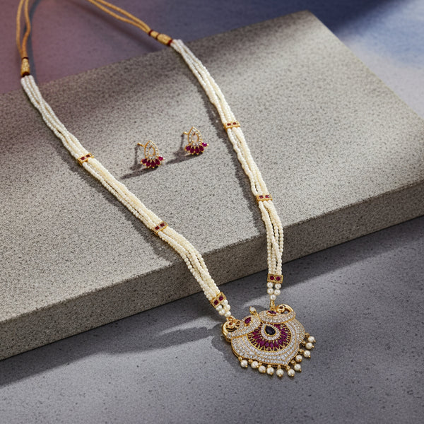 225968 Antique Mala Pendant Set With Gold Plating