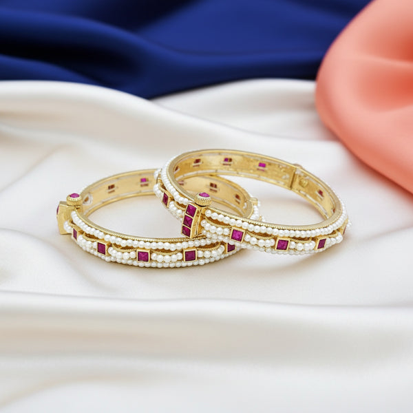 225974 Antique Openable Bangles With Gold Plating