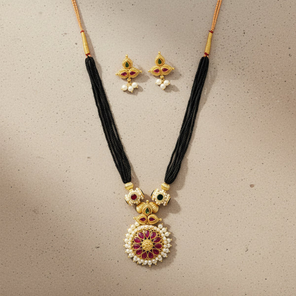 225996 Antique Moti Mangalsutra With Gold Plating