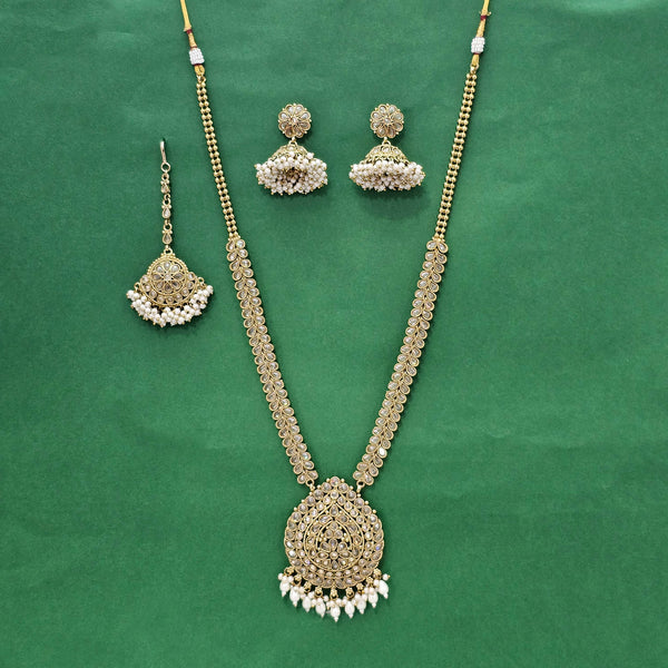 226056 Antique Pearl Necklace With Mehndi Plating