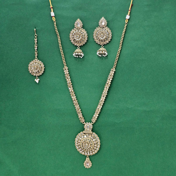 226063 Antique Long Necklace With Mehndi Plating