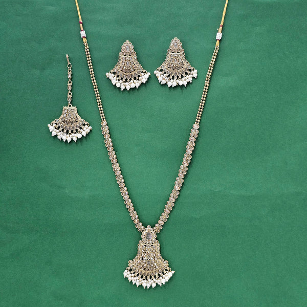 226064 Antique Long Necklace With Mehndi Plating