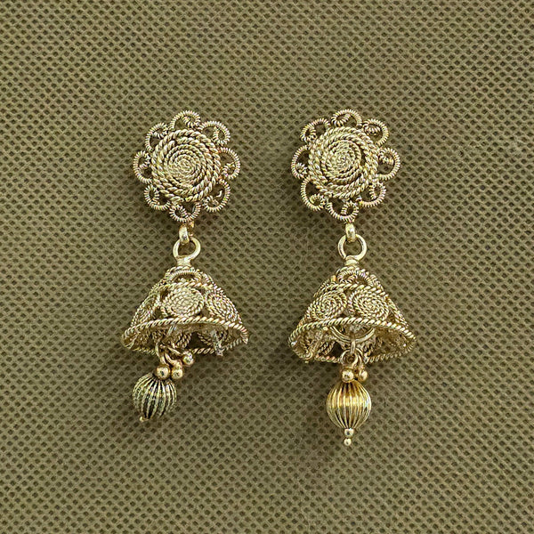 226089 Antique Jhumki With Gold Plating