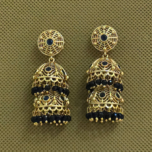 226130 Antique Jhumki With Gold Plating