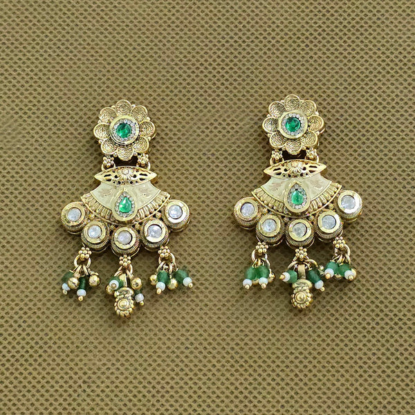 226149 Antique Moti Earring With Matte Gold Plating