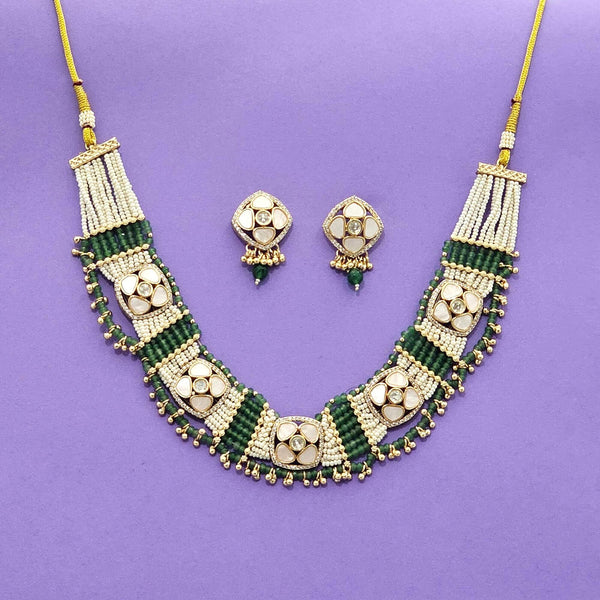 226158 Antique Mother Of Pearl Necklace With Gold Plating