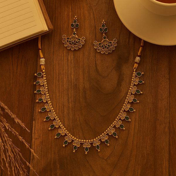 226395 Antique Delicate Necklace With Mehndi Plating