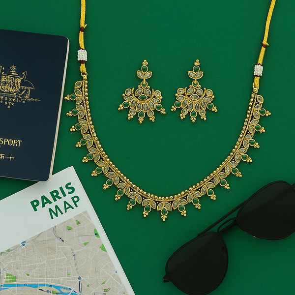 226397 Antique Delicate Necklace With Mehndi Plating