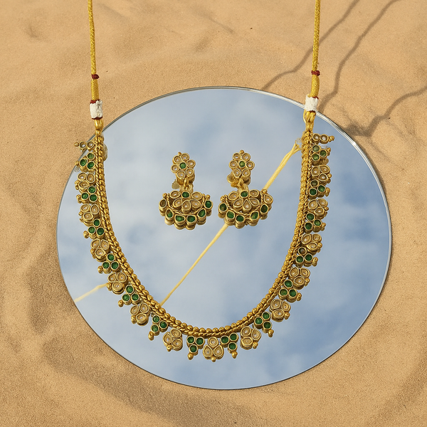 226398 Antique Classic Necklace With Mehndi Plating