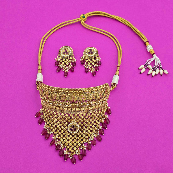 226441 Antique Mukut With Matte Gold Plating