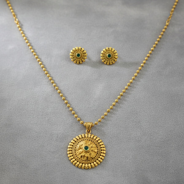 226443 Antique Classic Pendant Set With Matte Gold Plating