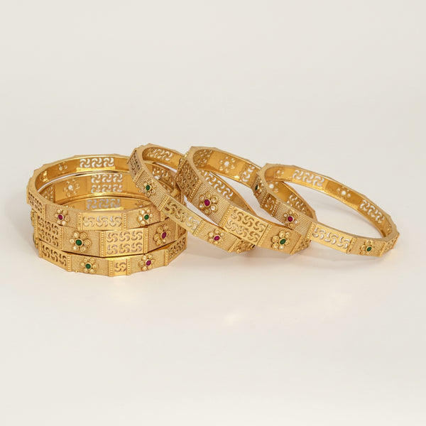 226482 Antique Classic Bangles With Matte Gold Plating