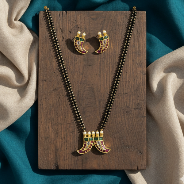 226703 Antique Classic Mangalsutra With Matte Gold Plating