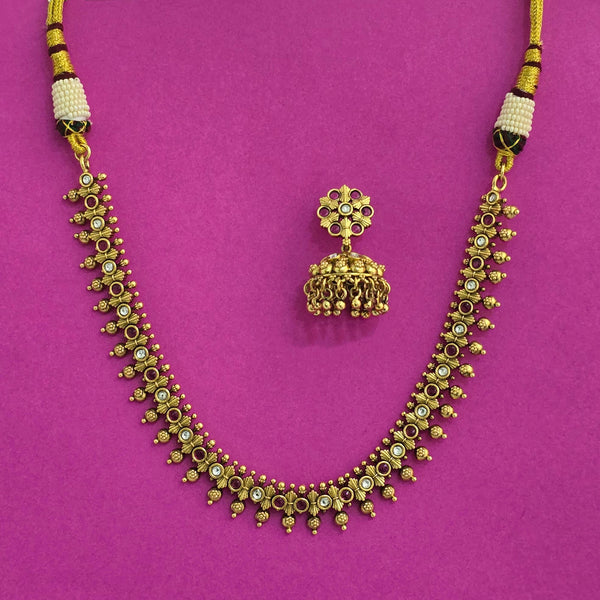 226758 Antique Classic Necklace Set With Matte Gold Plating