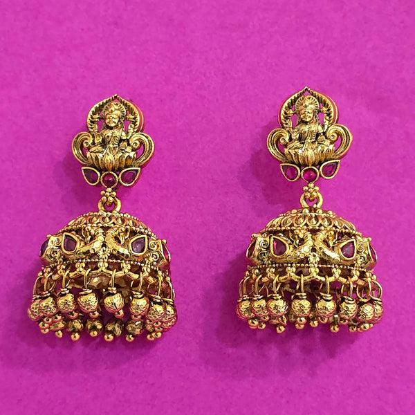 226766 Antique Temple Earring With Matte Gold Plating