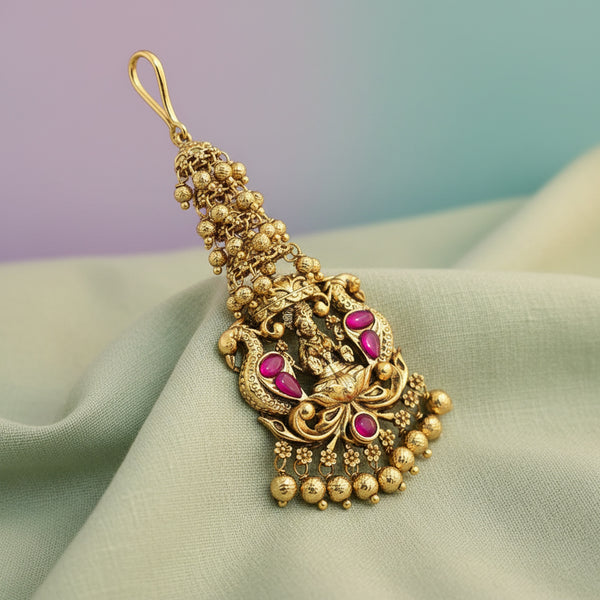226858 Antique Temple Tikka With Gold Plating